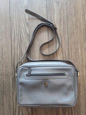 Vintage BUTI Italy Monogram Leather Crossbody Camera Bag - Gray